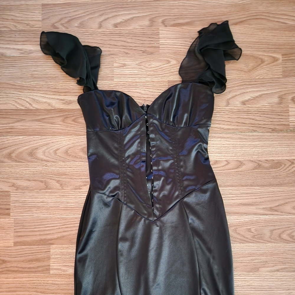Black satin dress